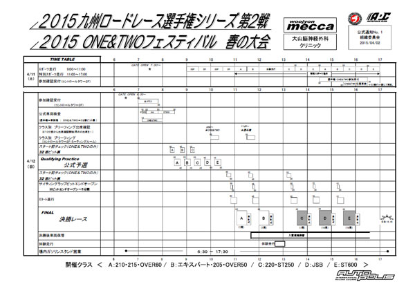 ONE&TWOフェスティバル2015春の大会タイムスケジュール等を公開しました