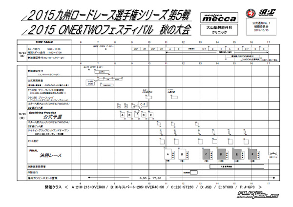 ONE&TWOフェスティバル2015秋の大会タイムスケジュール等を公開しました