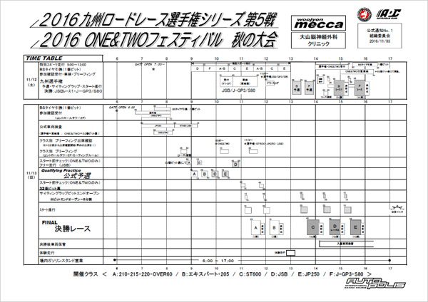 ONE&TWOフェスティバル2016 秋の大会 タイムスケジュール他を公開しました