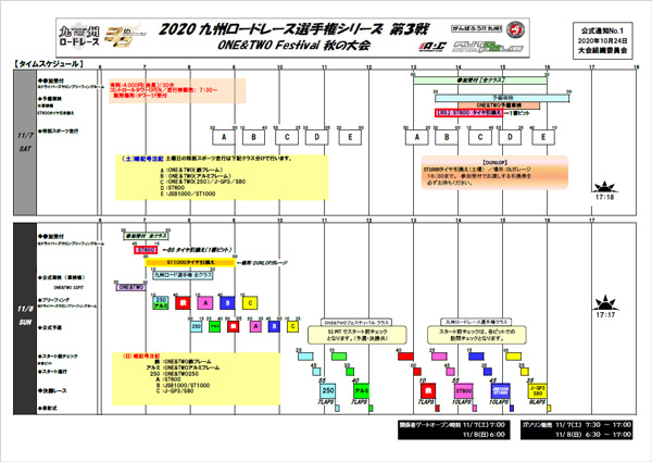 「秋の大会」 エントリーリスト、公式通知、その他を公開しました